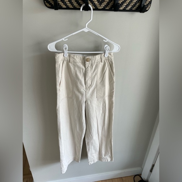 Free People Sailor Back Buckle Wide Leg Cropped Pants - Cream - Size 4 - Picture 3 of 13